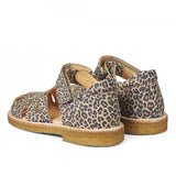 Angulus Sandal With Velcro Closure Beige Leopard