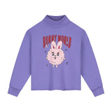 Call Me Frankie CMF Cropped Bunny World Sweater Purple