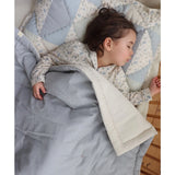 Camomile London Cross Stitch Quilt Light Blue Check Cot (85x120)