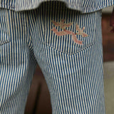 Copenhagen Colors Twill Pant Wide Leg Denim Blue Stripe