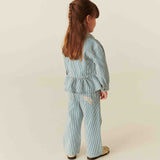Copenhagen Colors Twill Pant Wide Leg Denim Blue Stripe