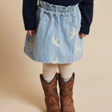 Copenhagen Colors Twill Skirt Denim Blue Stripe