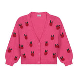 Daily Brat Rosie Flower Knitted Cardigan Sweet Pink