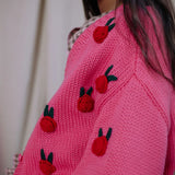 Daily Brat Rosie Flower Knitted Cardigan Sweet Pink