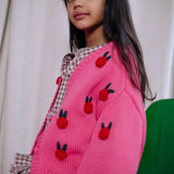 Daily Brat Rosie Flower Knitted Cardigan Sweet Pink