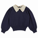 Emile et Ida Pullover Col Pierrot Marine