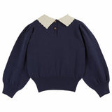 Emile et Ida Pullover Col Pierrot Marine