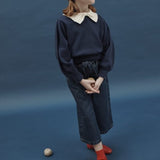 Emile et Ida Pullover Col Pierrot Marine