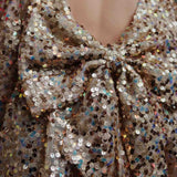 Konges Sløjd Lila Sequins Bow Dress Sparkling Gold Glitter