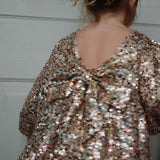 Konges Sløjd Lila Sequins Bow Dress Sparkling Gold Glitter