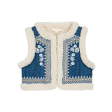 Louise Misha Reversible Vest Librana Stone Blue - Cream