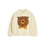 Mini Rodini Bear Intarsia Knit Sweater Off-White