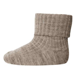 MP Denmark Wool Rib Baby Socks Light Brown Melange
