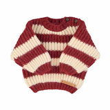Piupiuchick Knitted Sweater Bordeaux & Light Pink Stripes