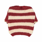Piupiuchick Knitted Sweater Bordeaux & Light Pink Stripes