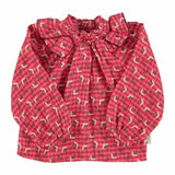 Piupiuchick Blouse Pink Checkered w/ Flowers