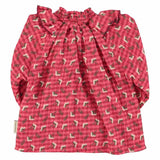 Piupiuchick Blouse Pink Checkered w/ Flowers