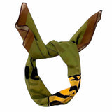 Piupiuchick Chiffon  Bandana | Olive Green w/ Tiger Print