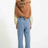 Piupiuchick Dungarees Washed Blue Denim w/ Black Hearts