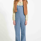 Piupiuchick Dungarees Washed Blue Denim w/ Black Hearts