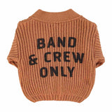 Piupiuchick Knitted Cardigan Brown w/ "Band & Crew Only" Print