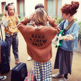 Piupiuchick Knitted Cardigan Brown w/ "Band & Crew Only" Print