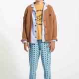 Piupiuchick Knitted Cardigan Brown w/ "Band & Crew Only" Print