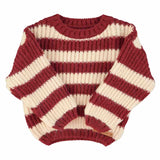 Piupiuchick Knitted Sweater Bordeaux & Light Pink Stripes