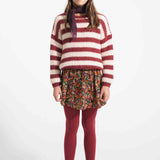 Piupiuchick Knitted Sweater Bordeaux & Light Pink Stripes