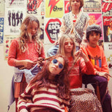 Piupiuchick Knitted Sweater Bordeaux & Light Pink Stripes