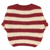 Piupiuchick Knitted Sweater Bordeaux & Light Pink Stripes
