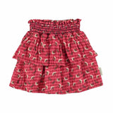 Piupiuchick Short Skirt Pink Checkered w/ Flowers