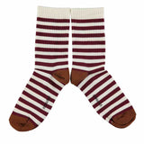 Piupiuchick Socks Ecru & Bordeaux Stripes
