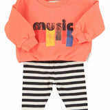 Piupiuchick Sweatshirt Orange w/ "Music" Print