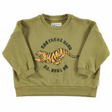 Piupiuchick Sweatshirt Olive Green w/ Tiger Print