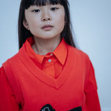 Repose Knit V Neck Spencer Radiant Red