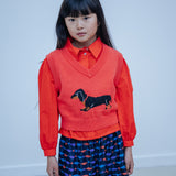 Repose Knit V Neck Spencer Radiant Red