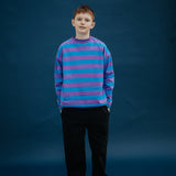 Repose Oversized Boxy Sweater Cool Pool Violet Block Stripe