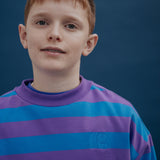 Repose Oversized Boxy Sweater Cool Pool Violet Block Stripe