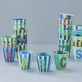 Rice Gestreepte Alfabet Letter Beker Melamine Blauw