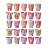 Rice Gestreepte Alfabet Letter Beker Melamine Roze