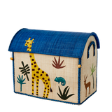 Rice Raffia Basket Jungle Giraffe Medium