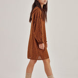 The New Society Federica Dress Caramel Leo Print